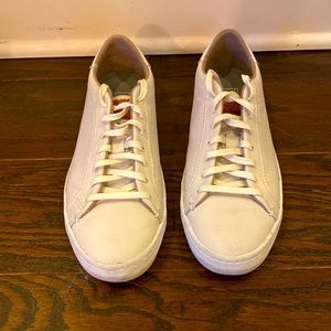 Cole Haan leather dress sneaker - white with gold emblem, worn very few times
